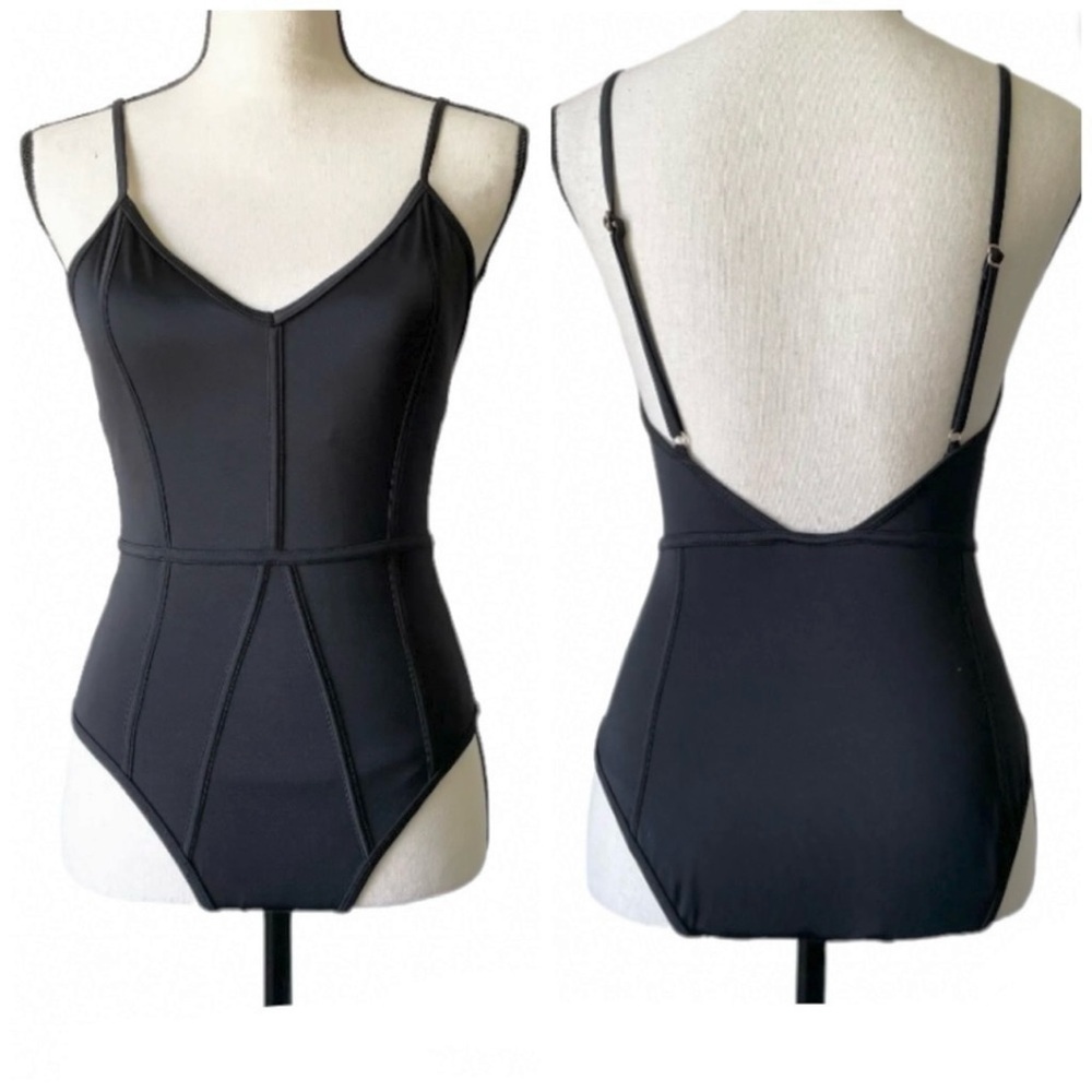PACSUN LA HEARTS BINDING 1 PIECE SWIMSUIT black sexy high waisted women’s XS